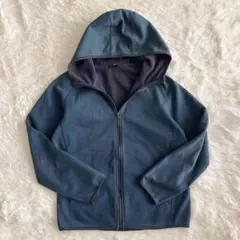 ユニクロ UNIQLO フリースパーカー ジップパーカー 裏ボア L 青緑 深緑