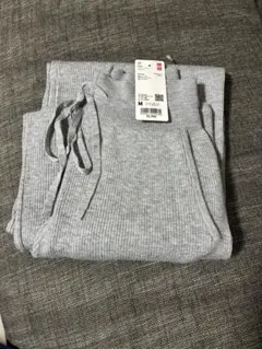 【新品】М UNIQLO ウォッシャブルニットリブパンツ グレー