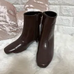 ブラウン ジッパー付きブーツ Lサイズ