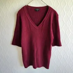 ✨美品✨TALBOTS 半袖カットソー Vネックリブニットセーター【L】トップスのサムネイル