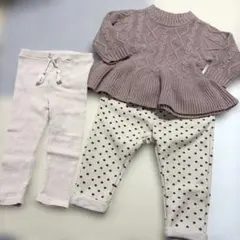 ペプラムニット ZARAドットパンツ 3セット