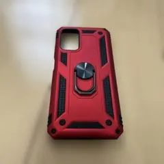 スマホケース レッド リング付き 耐衝撃