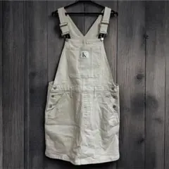 カルバンクライン CK デニム オーバーオール 白 Lサイズ　レディース