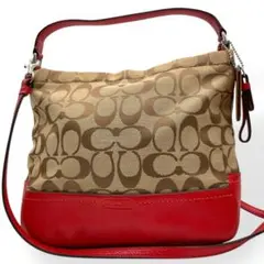未使用級　COACH コーチ　2way ショルダーバッグ　レッド　キャンバス