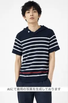 BOYCOTT フード付きTシャツ ボーダー　サイズMのサムネイル