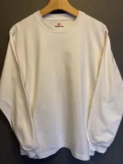 Hanes BEEFY-T M ホワイト ロングスリーブ Tシャツ