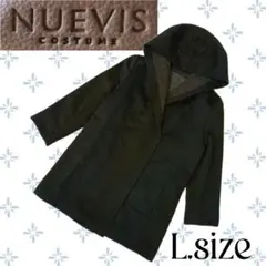 m17〚NUEVIS〛フード付き ブラックダブルモヘヤ混ウールコート Lサイズ