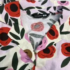 ユニクロ　マリメッコ　半袖シャツ　XL リネンブレンド オープンカラーシャツ