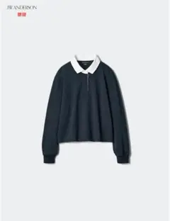 ユニクロ　ボクシーラガーポロシャツJWAカラーネイビー