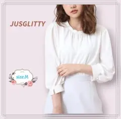JUSGLITTY ジャスグリッティー白ブラウス M/アプワイザーリッシェ