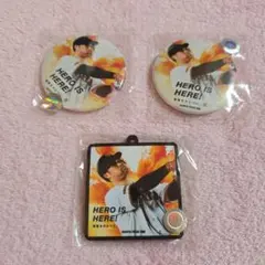 読売ジャイアンツ 砂川リチャード選手 缶バッジ・ラバーキーホルダー 3点セット