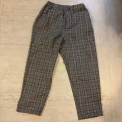 グレー チェック柄 ロングパンツ