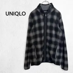 ユニクロ フリース ジャケット 上着 アウター ジップアップ チェック柄 M