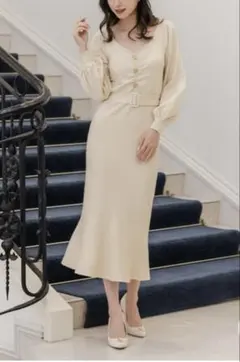 JULIA BOUTIQUE ハートネックマーメイドニットワンピース アイボリー