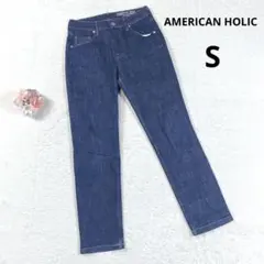 【アメリカンホリック】スキニーデニム (Ｓ) 濃紺 one wash ジーンズ