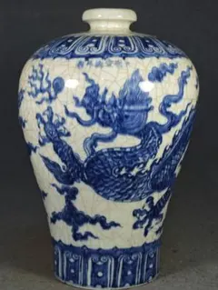 清時代 康熙 青花 鳳凰文 梅瓶 中国古美術 骨董品 時代物 旧家蔵出し