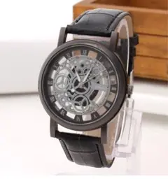 スケルトン ブラックレザー 腕時計