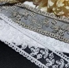 刺繍リボン●チュールリボン●全2種●約35mm●ハンドメイド●資材