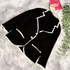 美品 ボナジョルナータ リネン100% ニット ジャケット 黒 カーディガン⁠のサムネイル