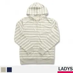 ★新品★大きいサイズ有★ジップパーカー レディース 長袖 ボーダー柄