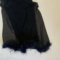 ブラック シースルー フェザーエッジ ストール　ストロベリーフィールズ