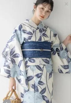 ◇高級変わり織◇涼し蒼青紫陽花(あじさい)の薄墨浴衣◇人気古典江戸