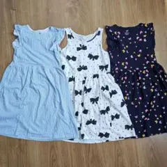 美品　130　H&M　ワンピース　3枚セット ノースリーブ 半袖
