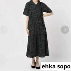 ehka sopo 花柄 半袖ロングシャツワンピース