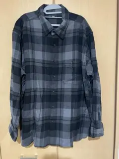 UNIQLO 4XL グレー系チェック長袖シャツ