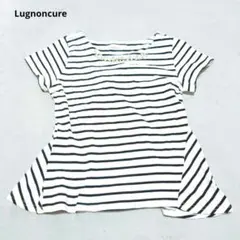 E7-3723　デザインTシャツ　ボーダー　ビーズ付き　M【ルノンキュール】