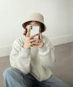 ベージュ コーデュロイ バケットハット