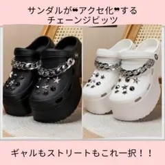 crocs対応 サンダル◎ シルバーチェーンジビッツ 2本セット 韓国 y2k