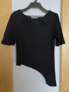 axes femme 2WAYカットソー 黒 アシメ裾のサムネイル