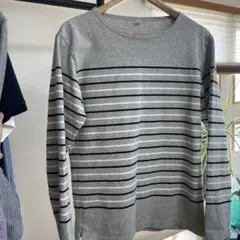 UNIQLO／グレーストライプ／長袖／L