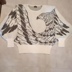 【レア】【美品】enjour レナウン 鷲デザイン ニットセーター アイボリー