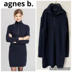 agnes b.アニエスベー ROBEジップアップハイネックリブニットワンピース