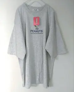 新品大きいサイズSnoopyスヌーピー杢グレー色刺繍柄TシャツチュニックLLのサムネイル