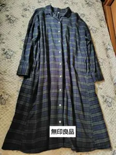 連休セール無印良品 長袖フランネルシャツワンピース(ML)