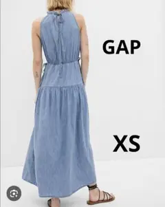 GAP 100%オーガニックコットンハイネックデニムマキシドレス XS ワンピ