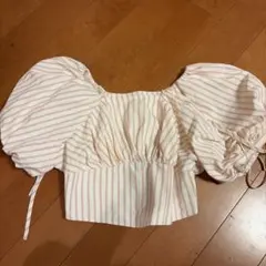 GRL ストライプ柄 パフスリーブ ブラウス