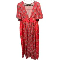 美品　RayBEAMS レイビームス　花柄　切り替えワンピース　2way レッドのサムネイル