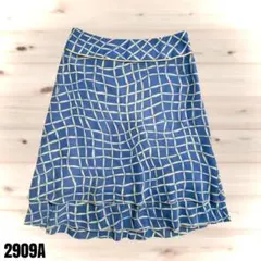 ROPE ロペ 青と白のチェック柄 フレアスカート 2909のサムネイル