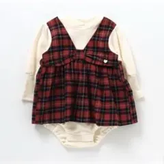 アプレレクール リボン付きチェックリンクカバーオール