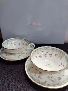 未使用　Noritake花更紗 ティーカップ・ソーサーセット 2組