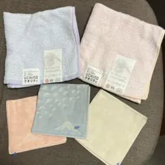 【未使用】ガーゼ タオル タオルハンカチ 5枚 軽い やわらかい 柄入り