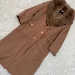 Leilian ファー付きロングコート キャメル ９号 キレイめ オフィス 大人