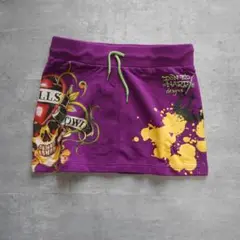 Ed Hardy エドハーディ　ミニスカート　紫　パープル　XSサイズ
