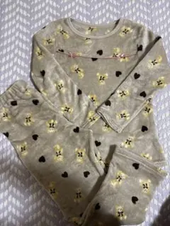 クマとハート柄のフリースパジャマ 140cm