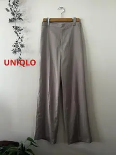 【UNIQLO】グレー ジュワイドパンツ ゴムウエスト/M