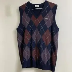 LACOSTE アーガイル柄 ニットベスト、サイズ4